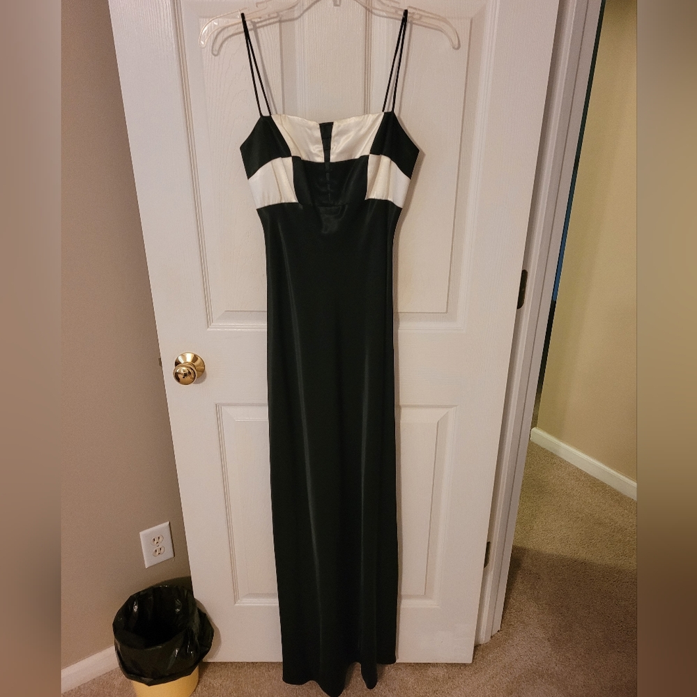 Black with white detail Prom dress, size 3/4.  Blondie Nites brand.